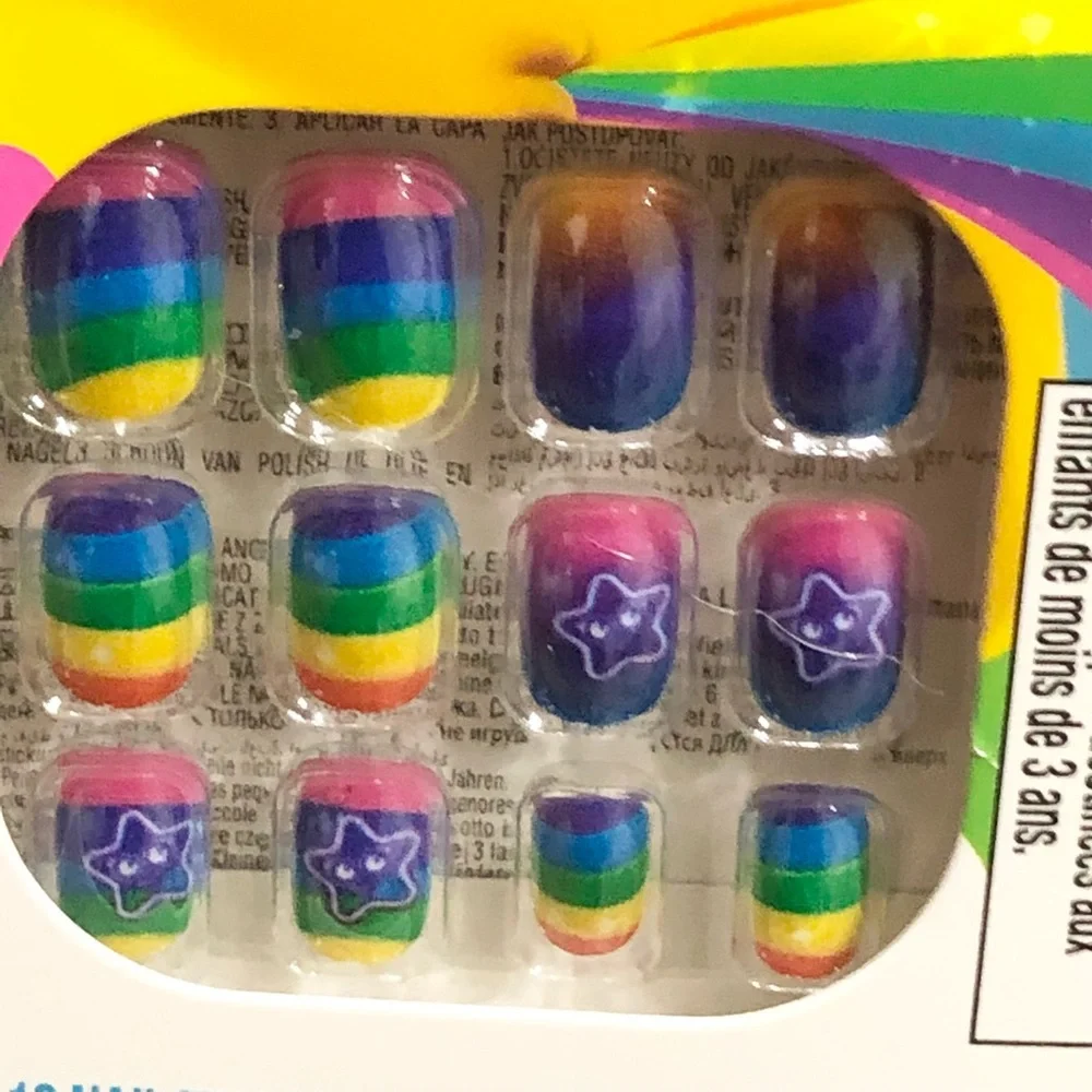 2pack Rainbow dreams little girl press on nail extensions‎ new